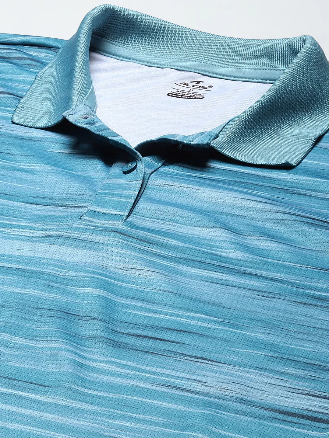 golf club High-End Look Alcis Women Blue Striped Polo Collar Slim Fit T-shirt