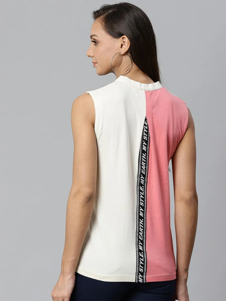 Alcis Women Off-White Grey Printed Top Travel Staple