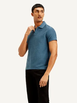 Herringbone Texture Office To Outing Men's Textured Slim Fit Polo Corduroy T-shirt
