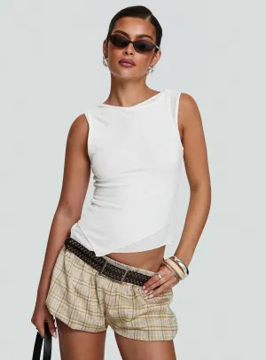 Kordelia Bubble Hem Shorts Green Check AdjustableStraps