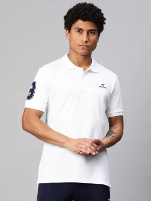 Alcis Men Typography Printed Polo Collar Dry Tech Slim Fit T-shirt Team Uniform Micro Perforated Fabric