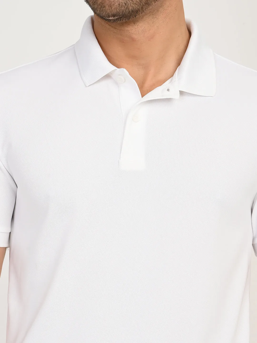 Men's Solid White Polo T-Shirt SnagProof Material