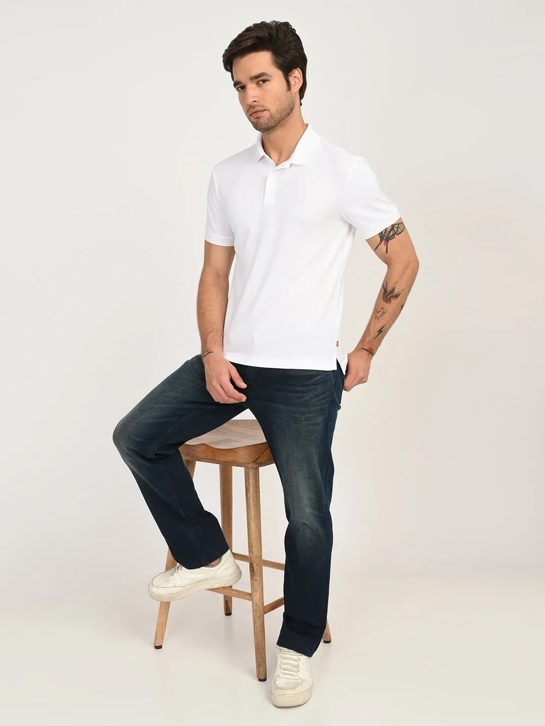Breathable Weave Wrinkle Free Treatment Men's Solid White Polo T-Shirt