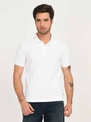 Men's Solid White Polo T-Shirt Spring Summer