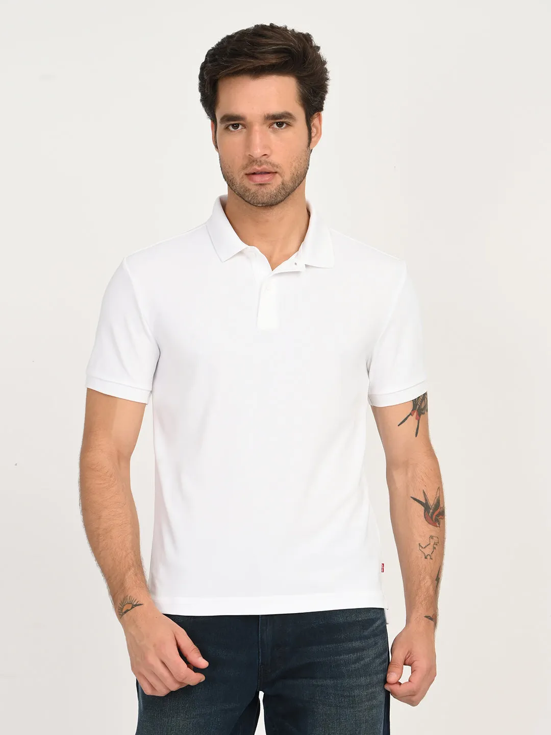 Men's Solid White Polo T-Shirt Spring Summer
