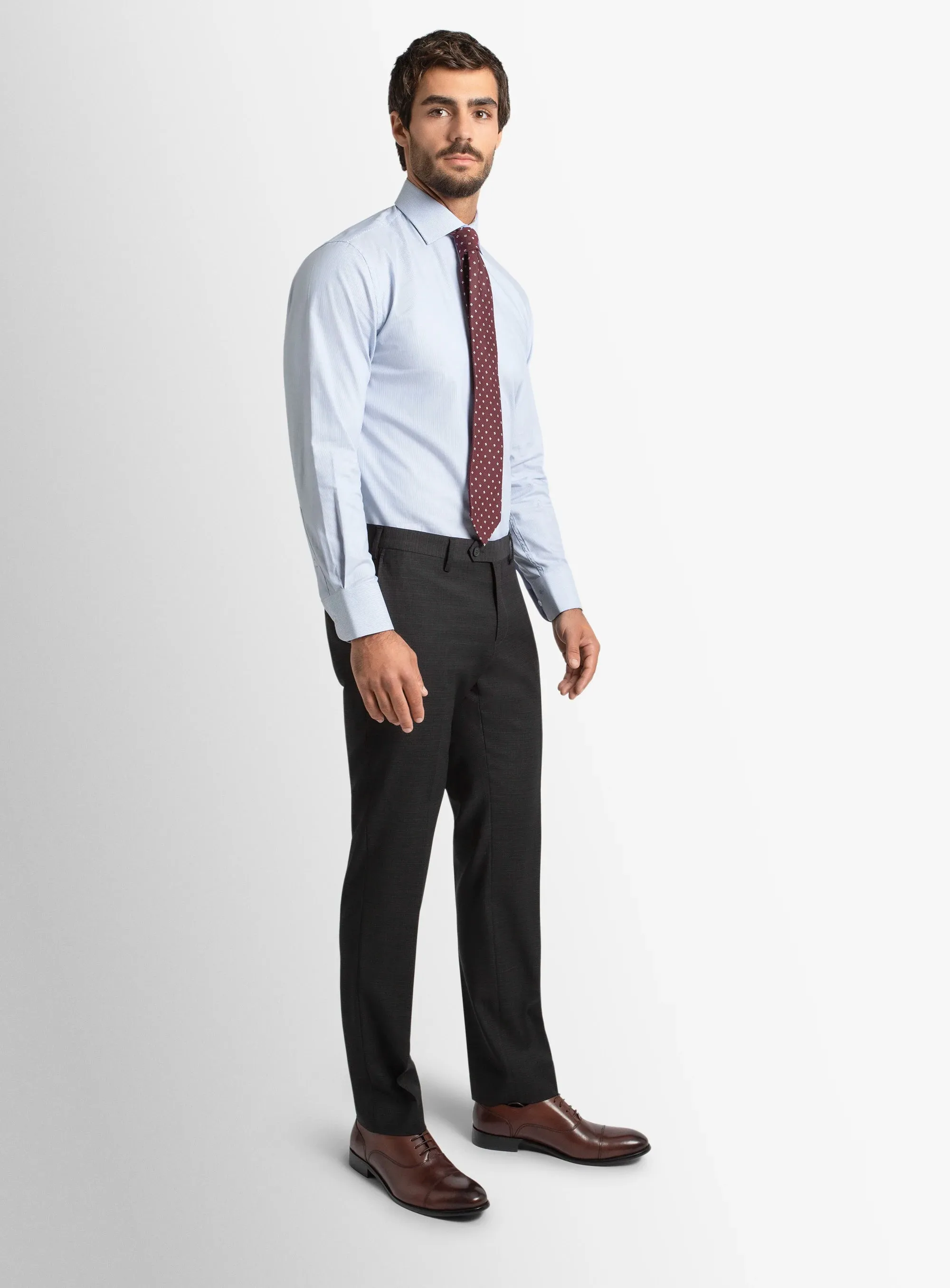 Dexter Micro Charcoal Suit Trousers Wrinklefree