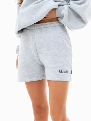 Sami Jogger Shorts - Marl Grey Stretch waistband Preppy look