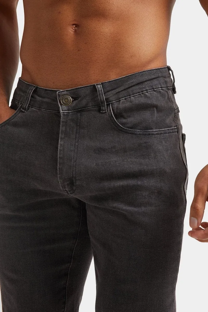 Athletic Fit Jeans in Dark Grey Lightweight Material