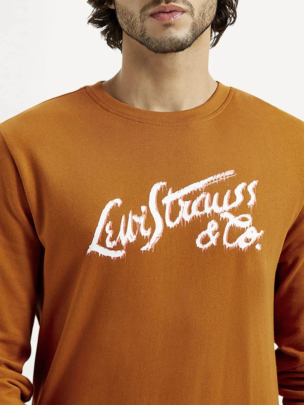 Men's Printed Round Neck Sweatshirt Warm Outfit Y2K Style