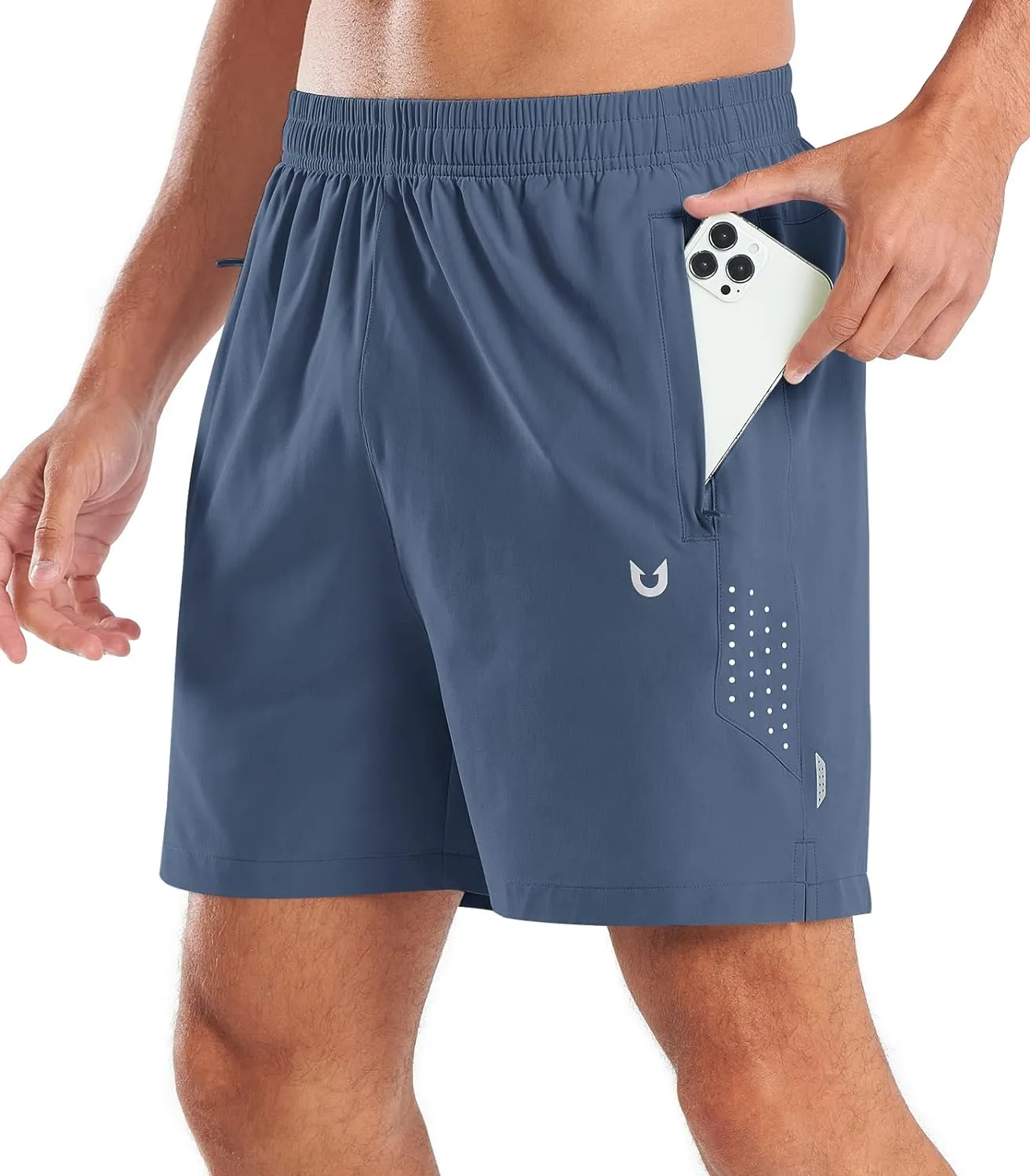 Men's 5-Inch Workout Athletic Shorts with Zipper Pockets for Football Fair trade Wind Resistant Material
