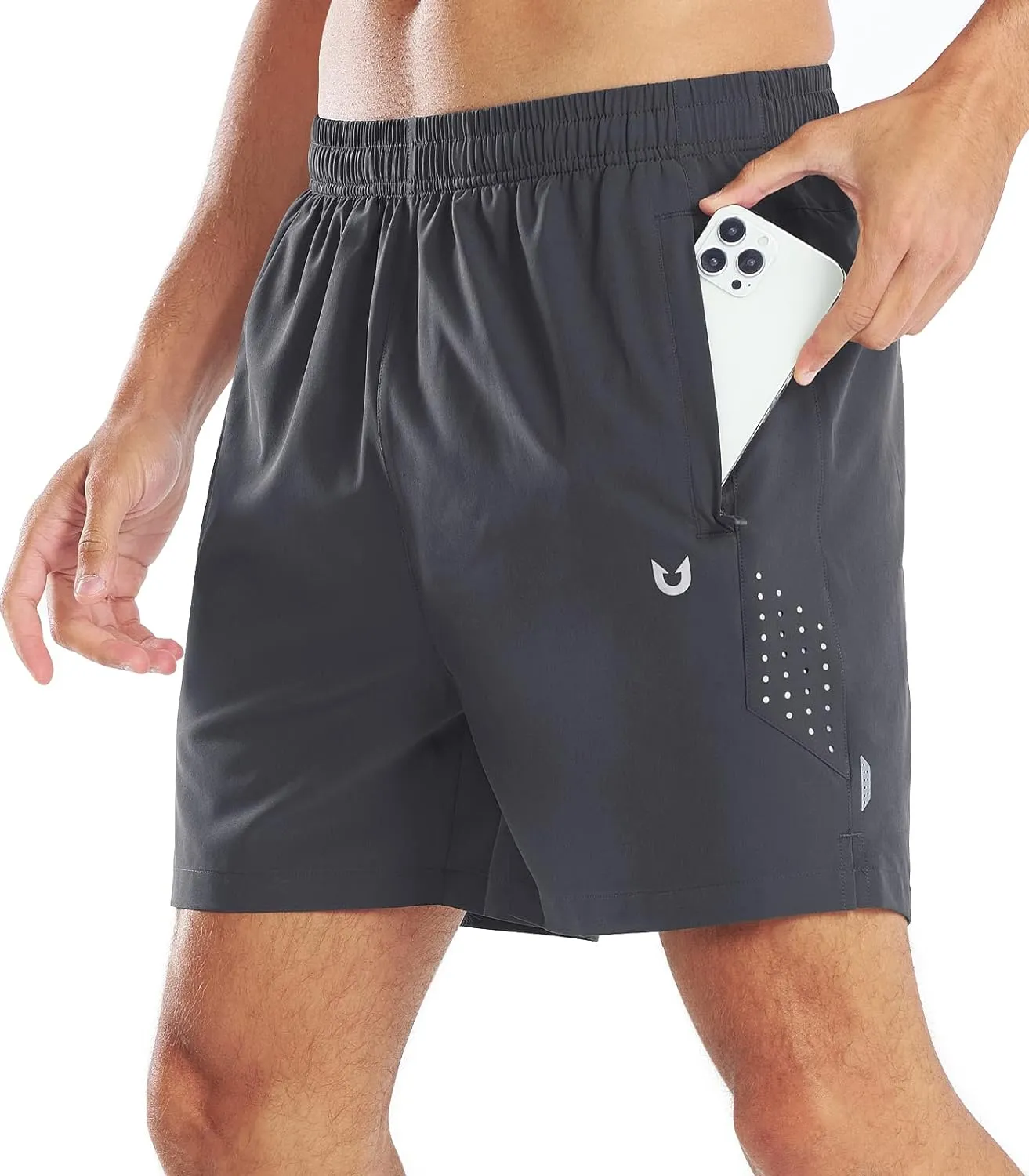 Men's 5-Inch Workout Athletic Shorts with Zipper Pockets for Football Patchwork Design
