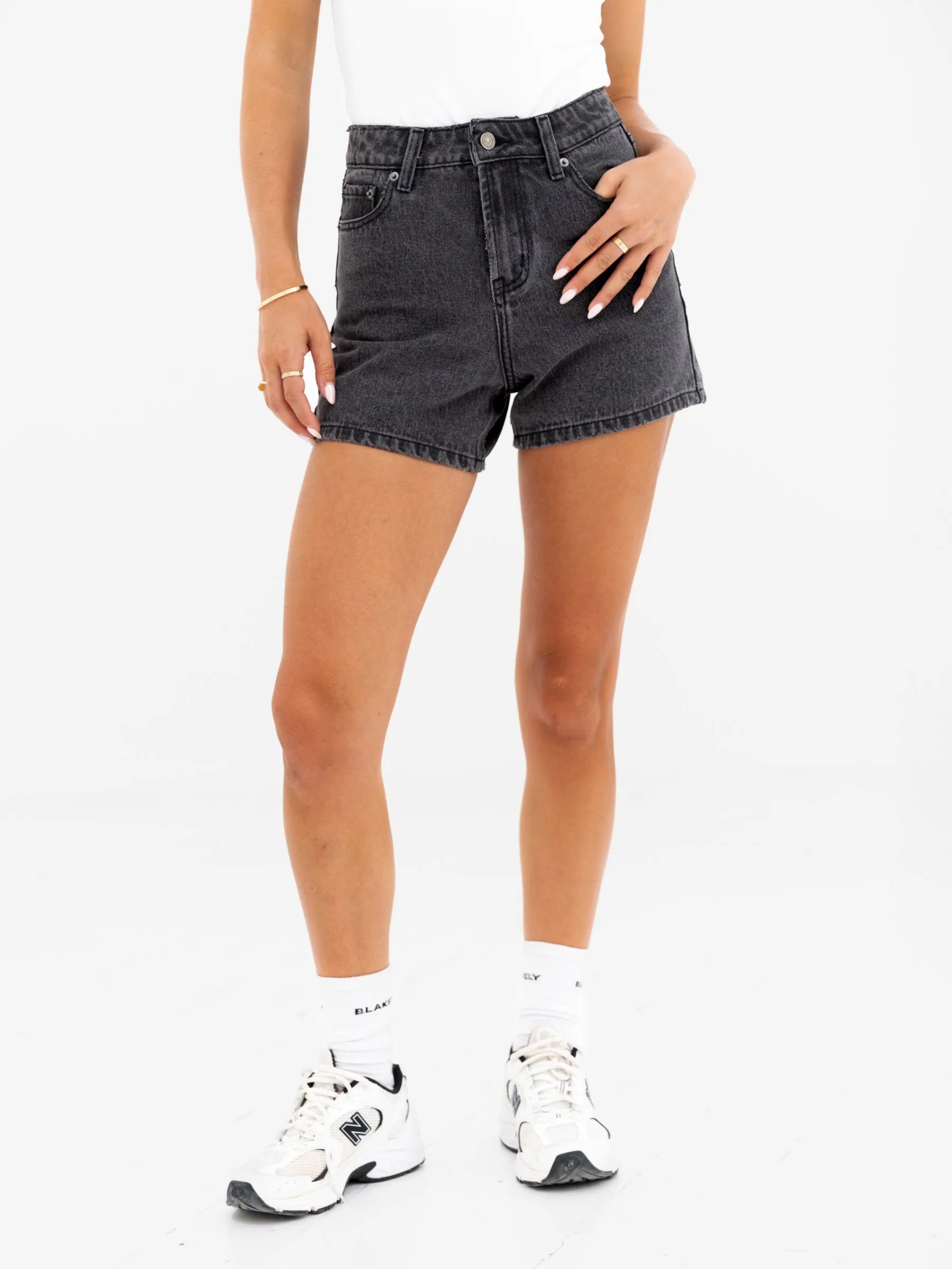 Blakely High Rise Denim Shorts - Washed Black Collectible Item Easy Comfort Fit