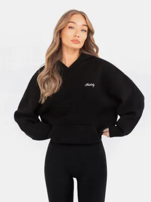 All Day Comfort Oversized Knitted Hoodie - Black