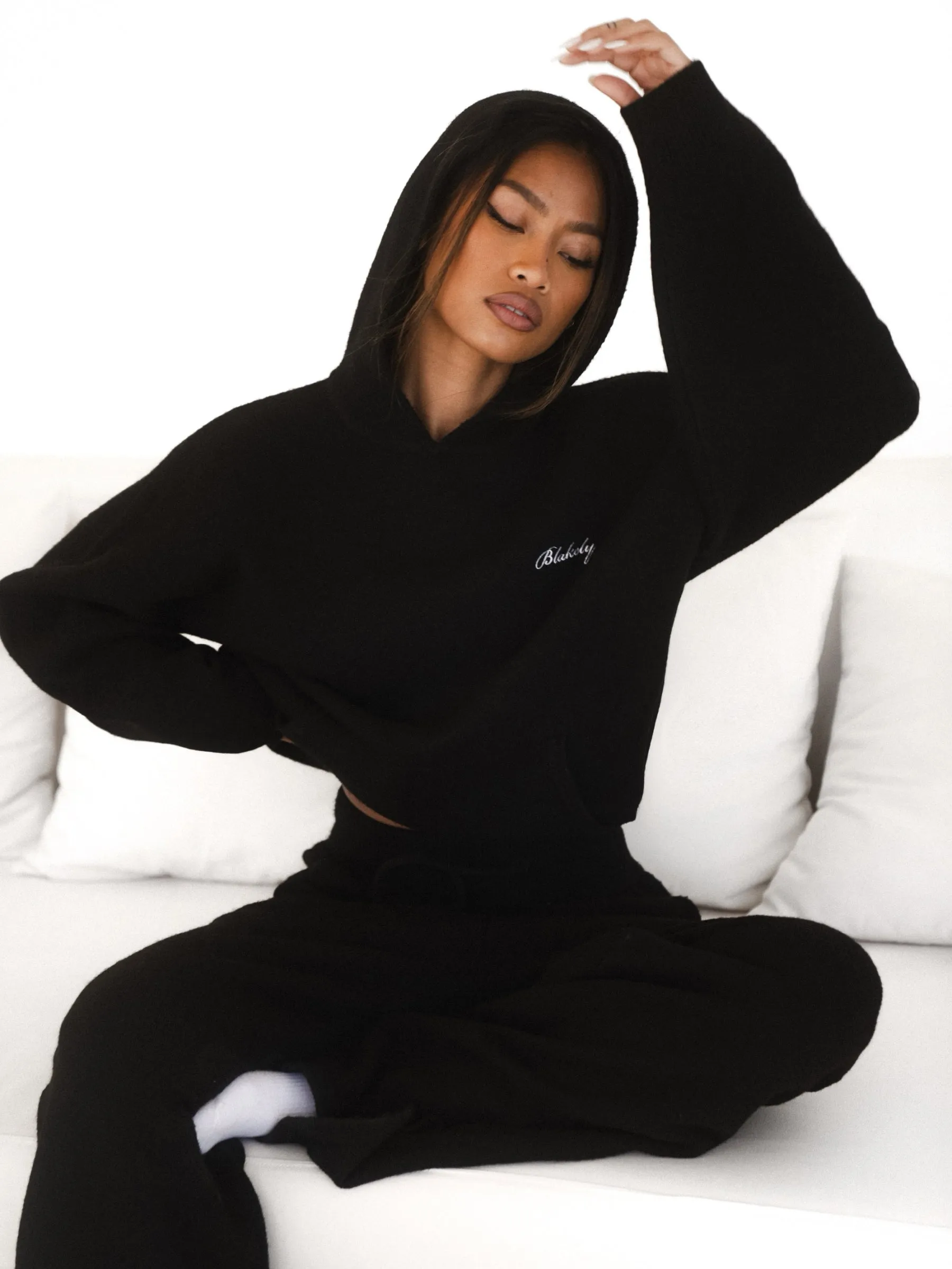 Bettong like Winter Energy Oversized Knitted Hoodie - Black
