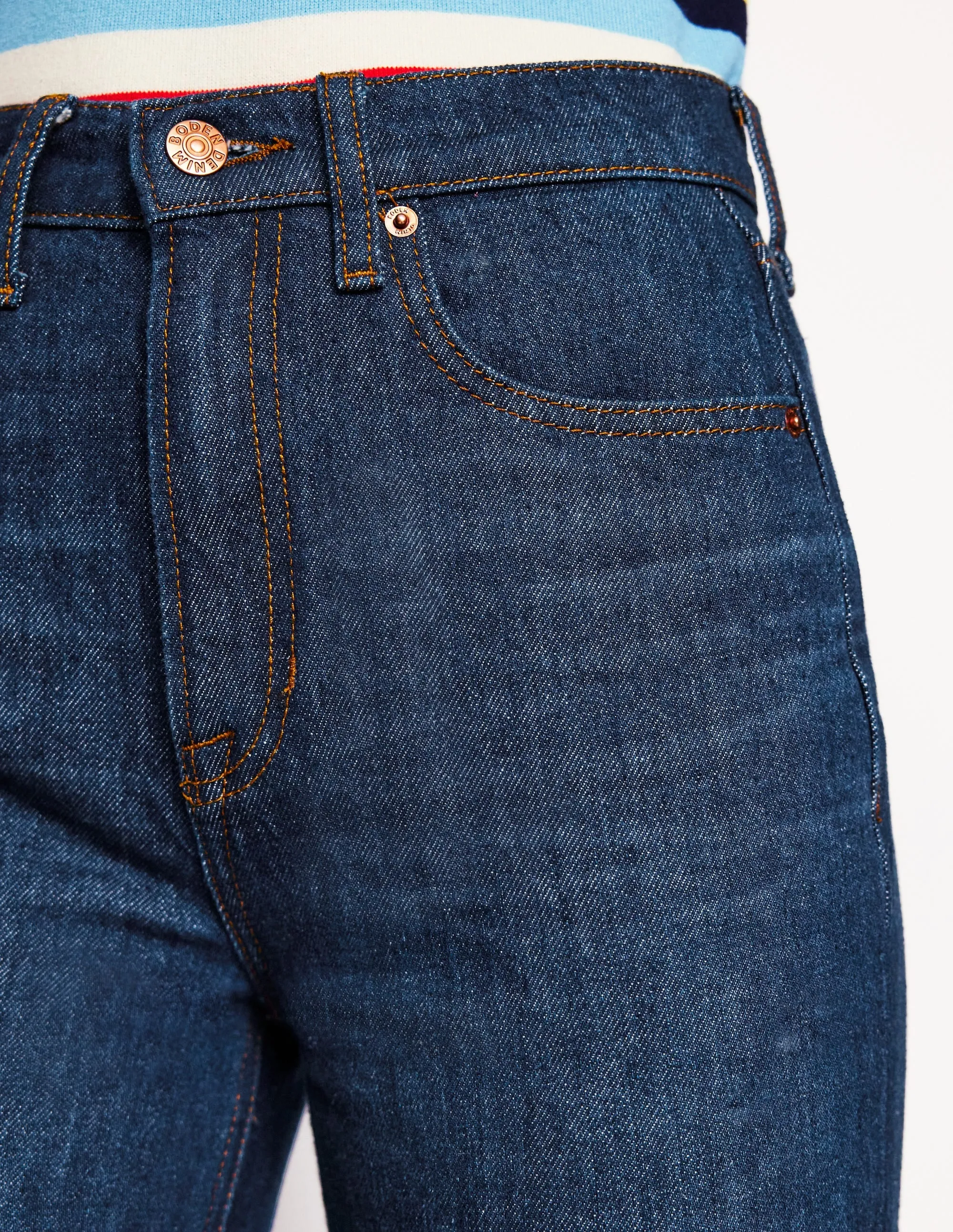High Rise Rigid Straight Jeans-Indigo Rinse Simple Layers