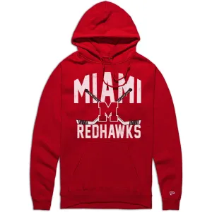 Miami University Vintage Crossed Sticks Hockey Hoodie South American style