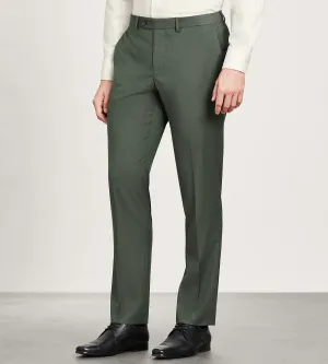 WrinkleResistantMaterial Modern Fit Olive Solid Suit Pants