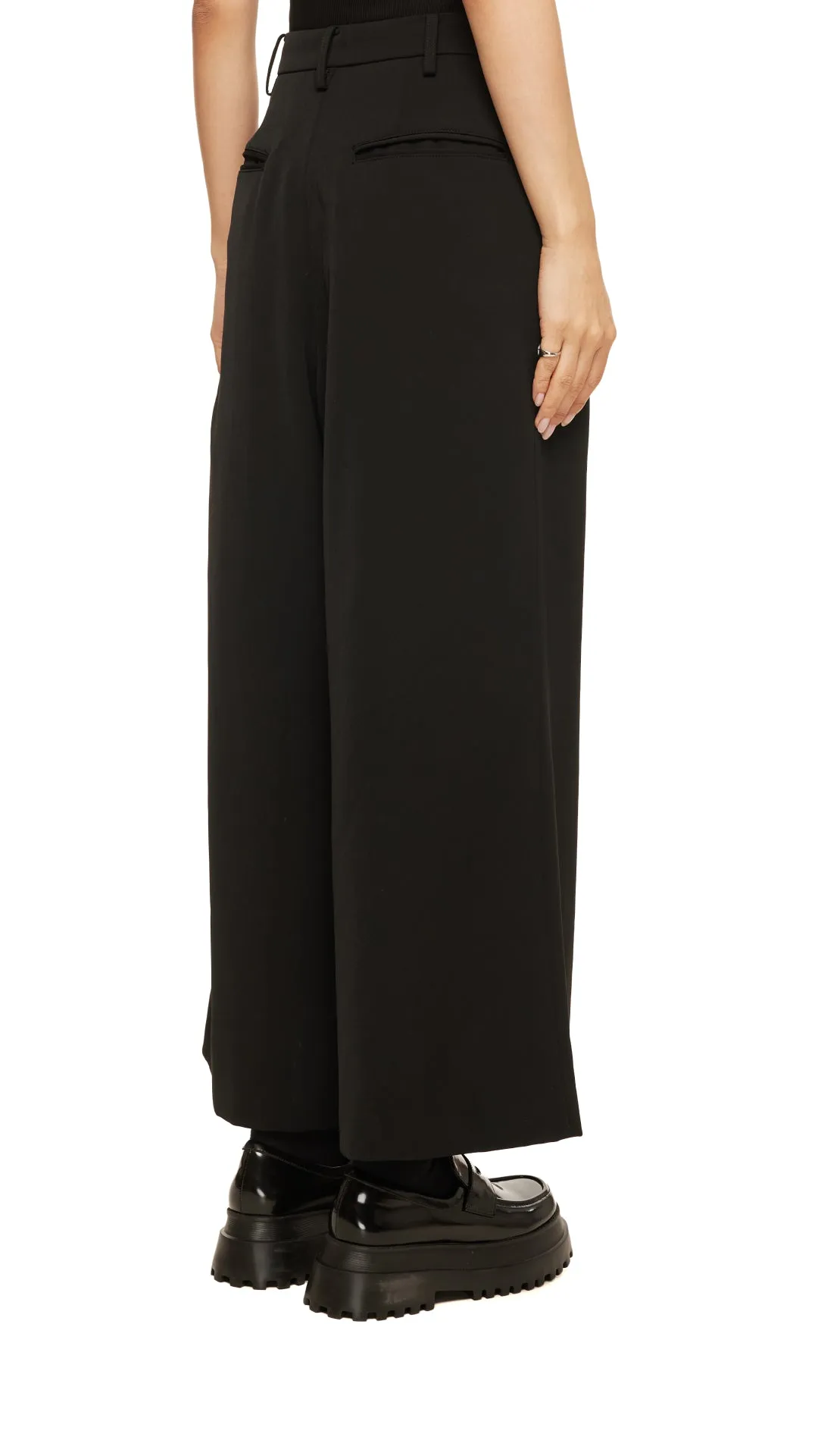PillingResistant Trimmed Pocket Wide-Leg Pants