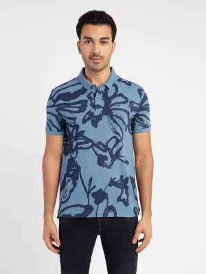 Men's Abstract Print Polo T-shirt ComfortStretch Collar Quick-Dry Tech