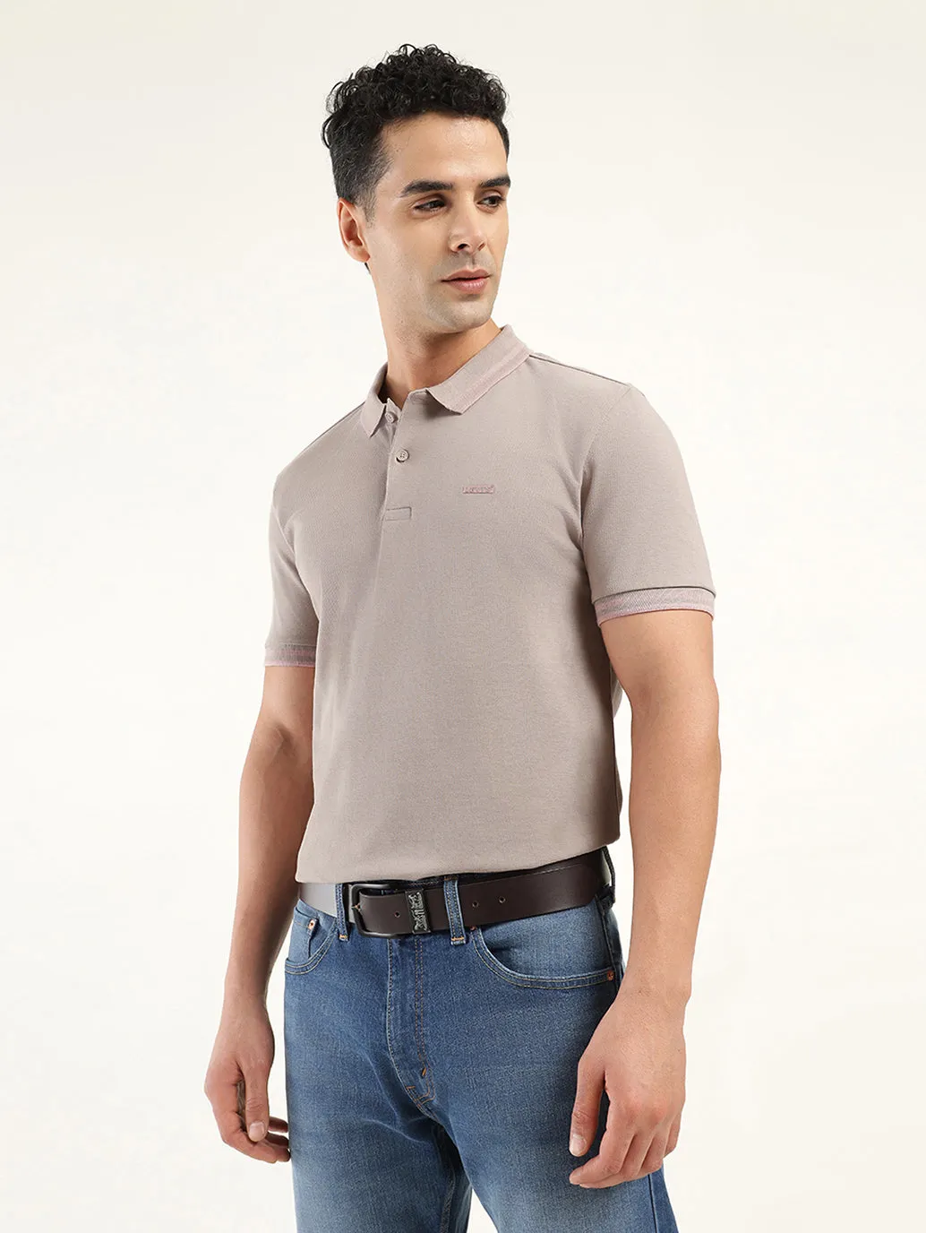 Men's Solid Polo T-Shirt Curved Hemline Summer Staple