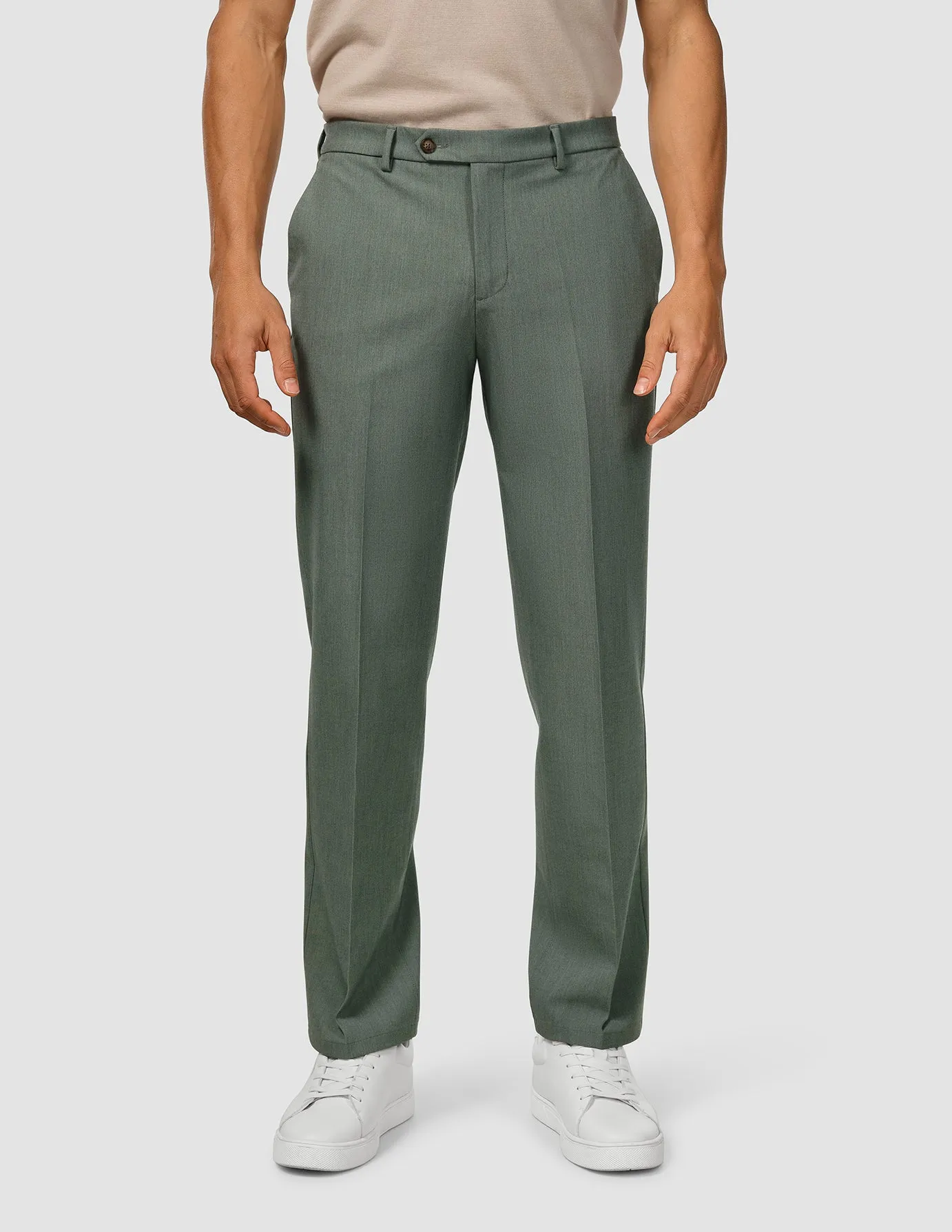 Essential Suit Pants Relaxed Fit Green Melange Comfortable Leg