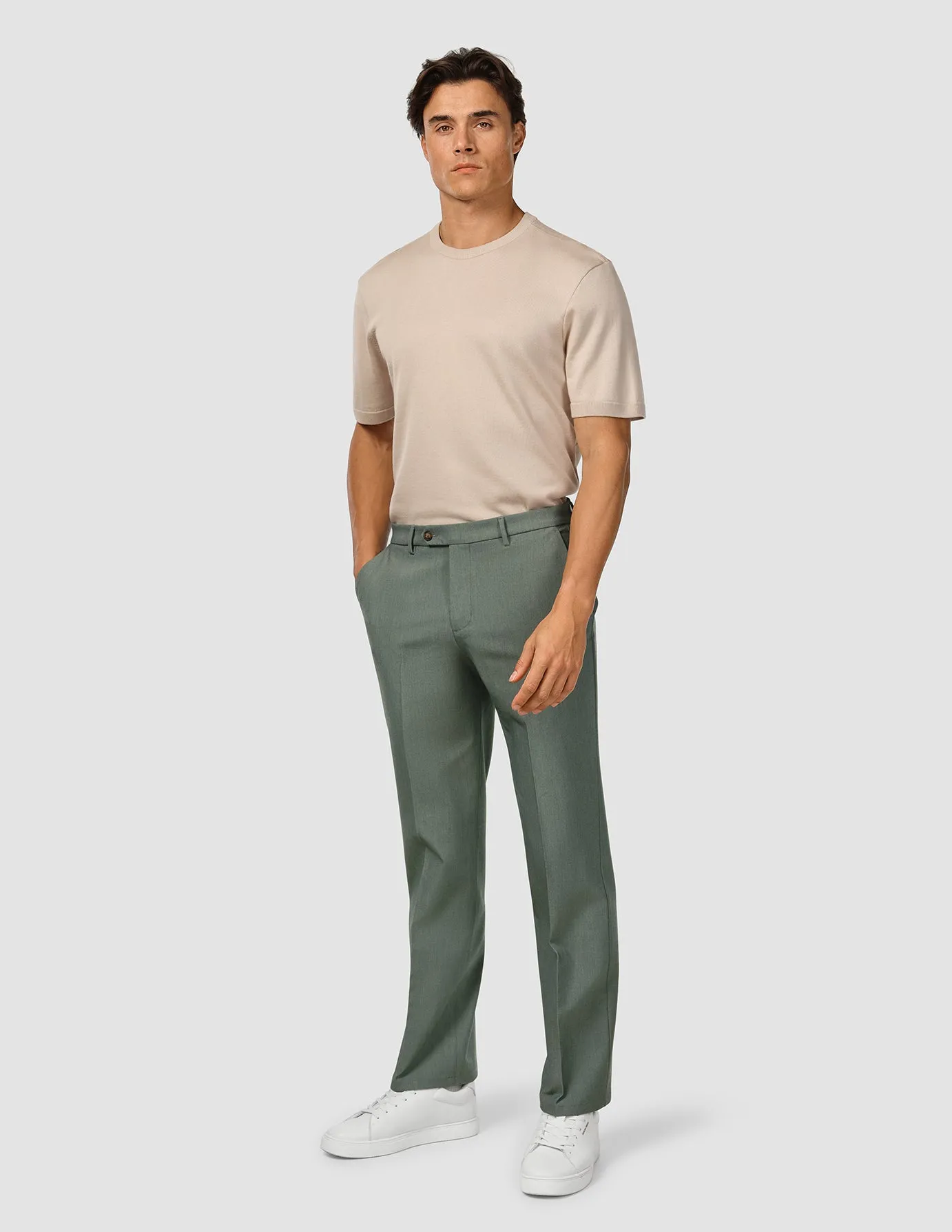 Essential Suit Pants Relaxed Fit Green Melange DurableBartack Outdoor Style