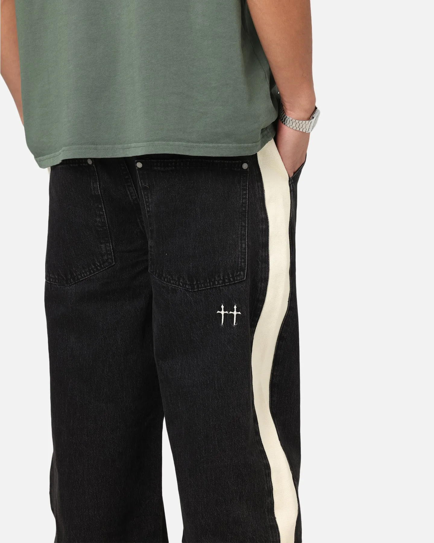Stretch Classic Gym Ready Saint Morta Amplus Sidewinder Jeans Black/Off White