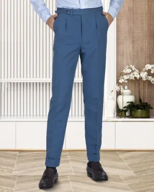 Wool blend Linen Cotton Canvas: Steel Blue