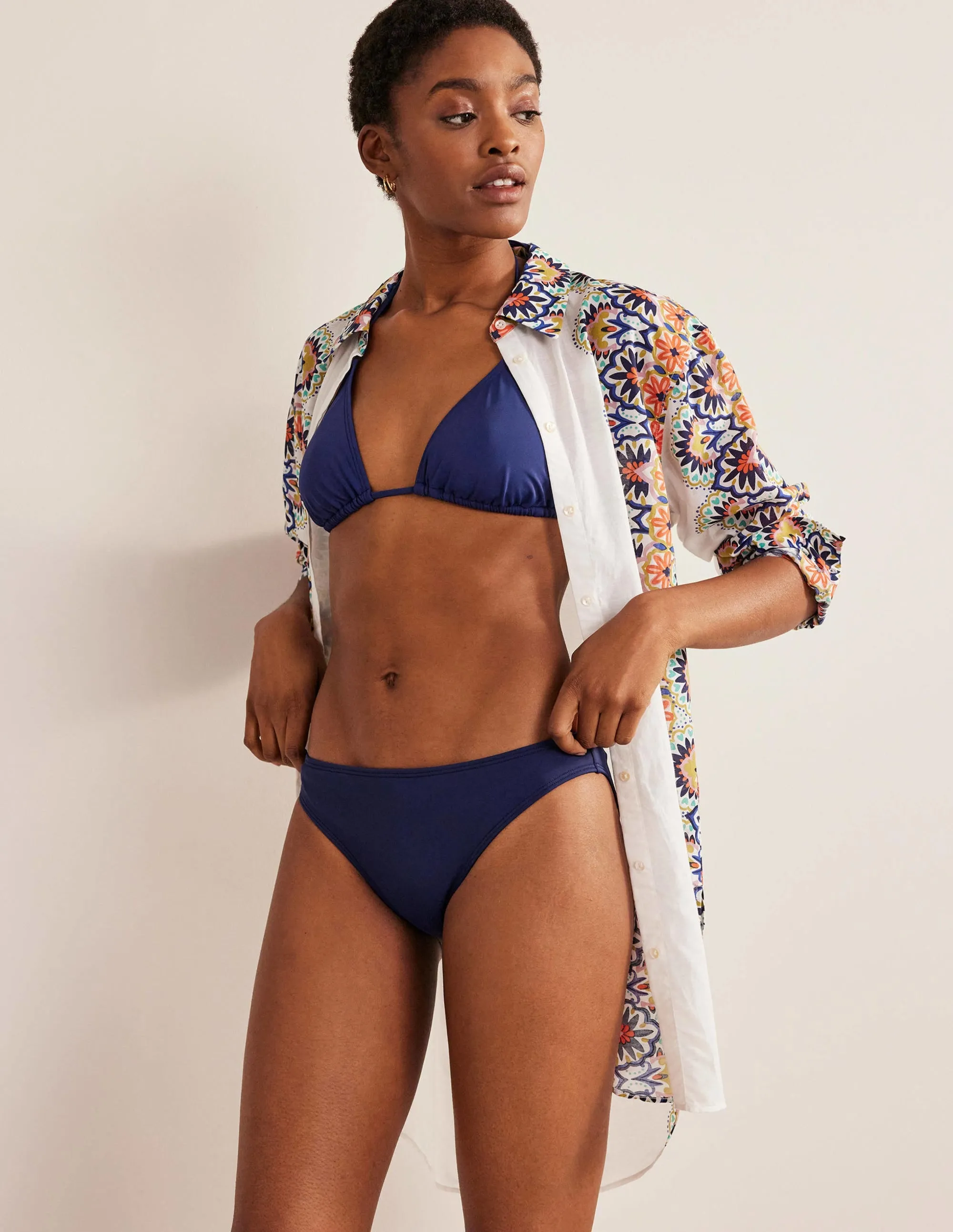 Classic Bikini Bottoms-Navy Moisture Wicking Technology Poolside Vacation