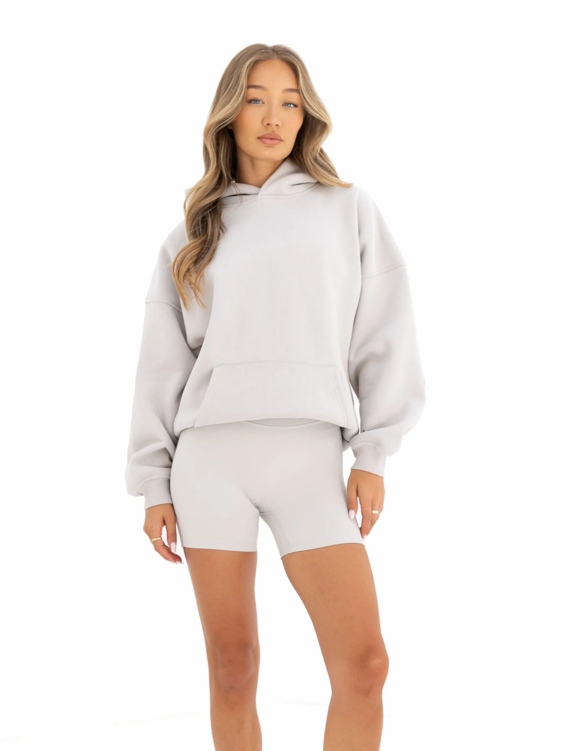 Metallic look Outline Isabel Oversized Hoodie - Ivory