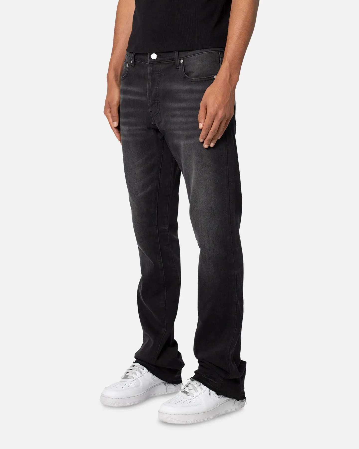 MNML M524 Slim Stacked Denim Jeans Washed Black Adjustable Waist