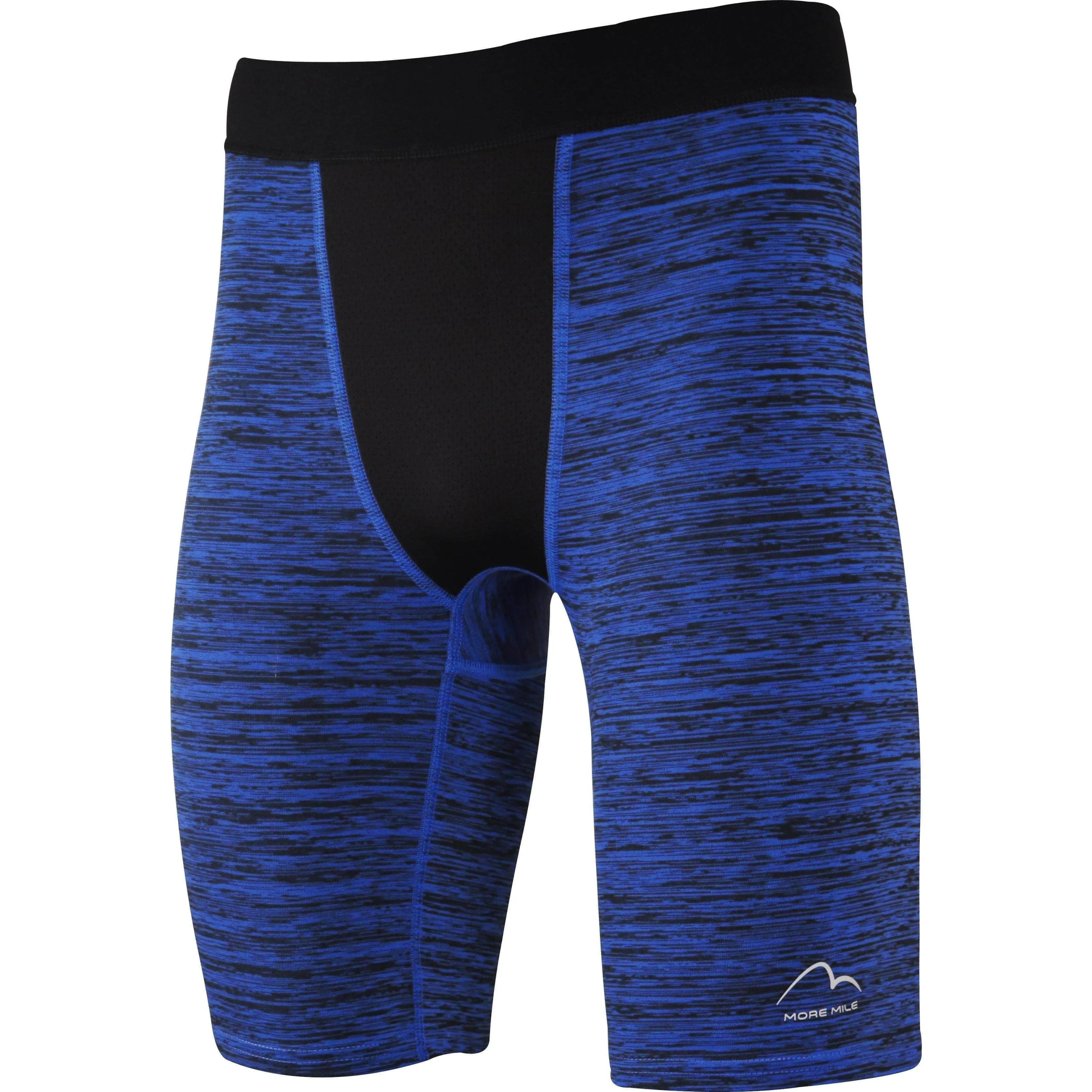 More Mile Train To Run Mens Baselayer Short Tights - Blue Moisture wicking