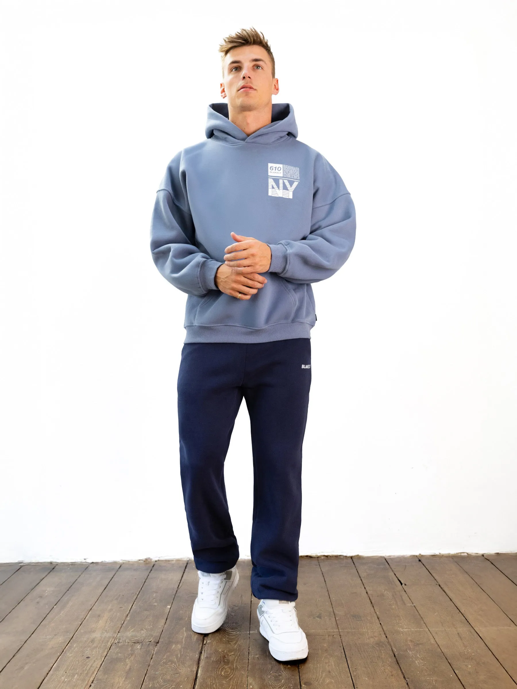 All-Season Wear Recycled fibers Italic Relaxed Sweatpants - Navy