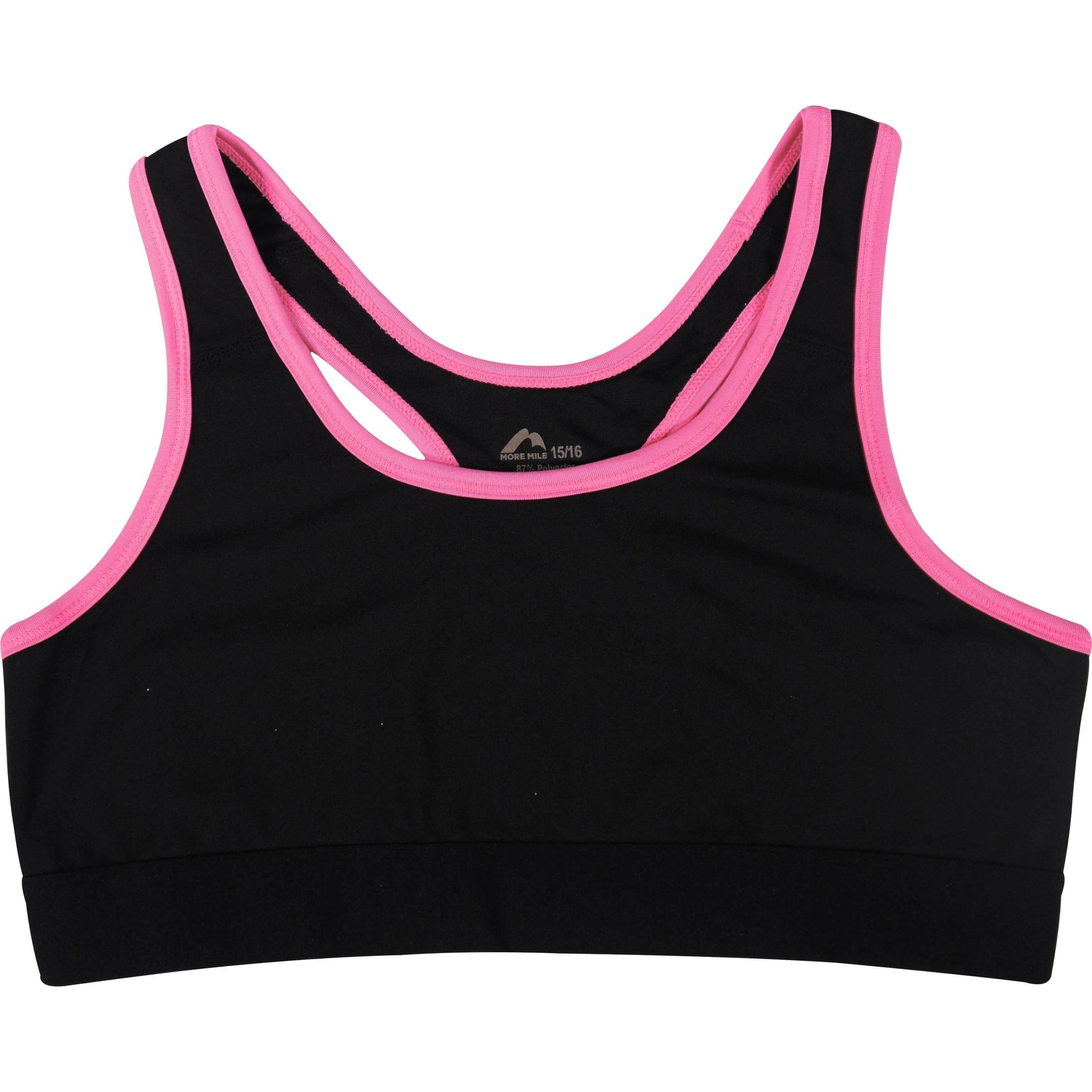 Durable Fabric More Mile Girls Running Crop Top - Black