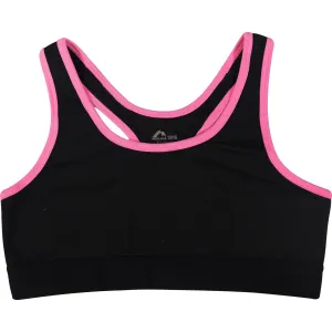 More Mile Girls Running Crop Top - Black Green