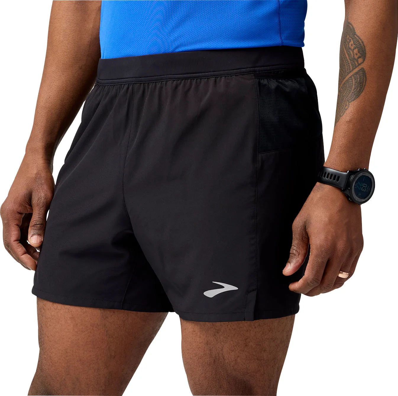 Brooks Journey 5 Inch Mens Running Shorts - Black Go Soft WrinkleFreeFabric