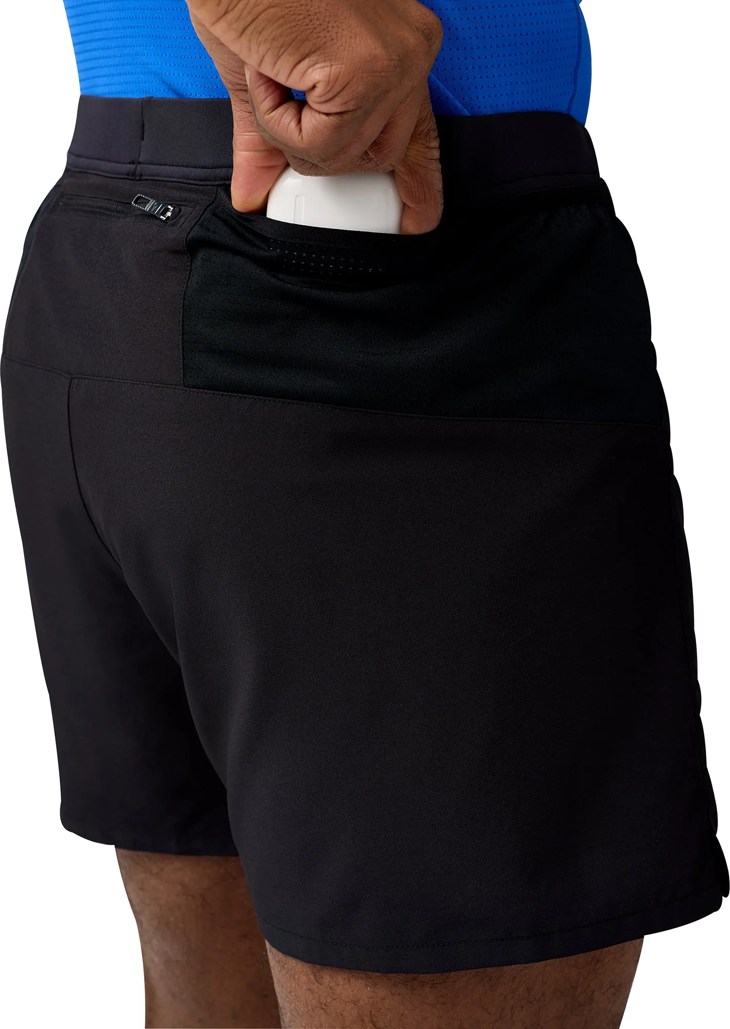 Double Layered Panels Brooks Journey 5 Inch Mens Running Shorts - Black