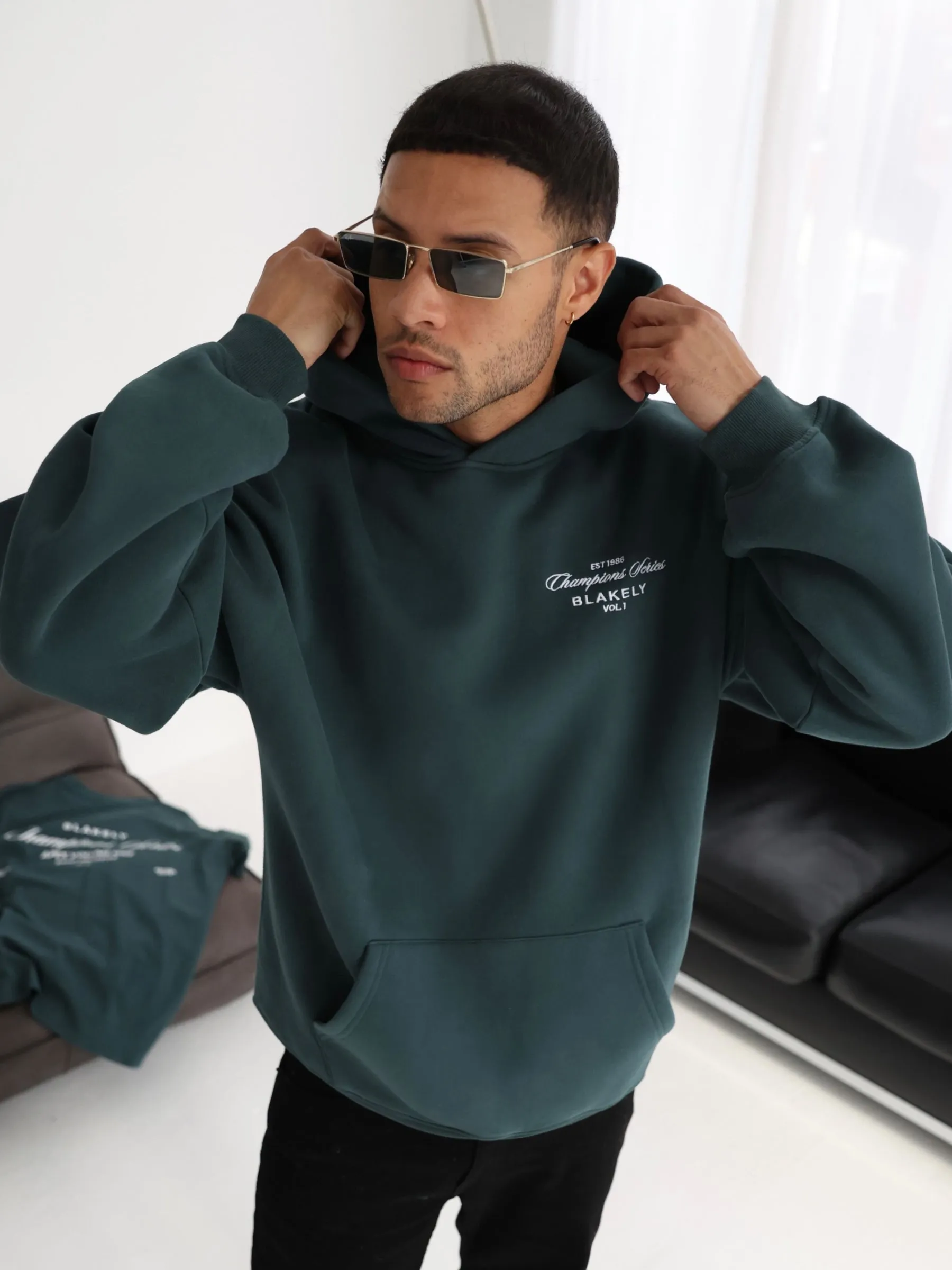 Low Profile Branding Errand Day Champions Relaxed Hoodie - Teal Green