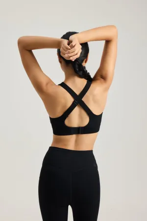 Flexible Band Friction Free Edging Clasp Bra (High Neck) in Black Sesame