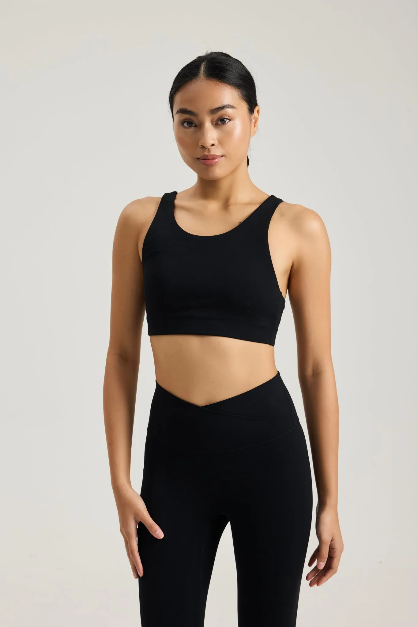 White Clasp Bra (High Neck) in Black Sesame