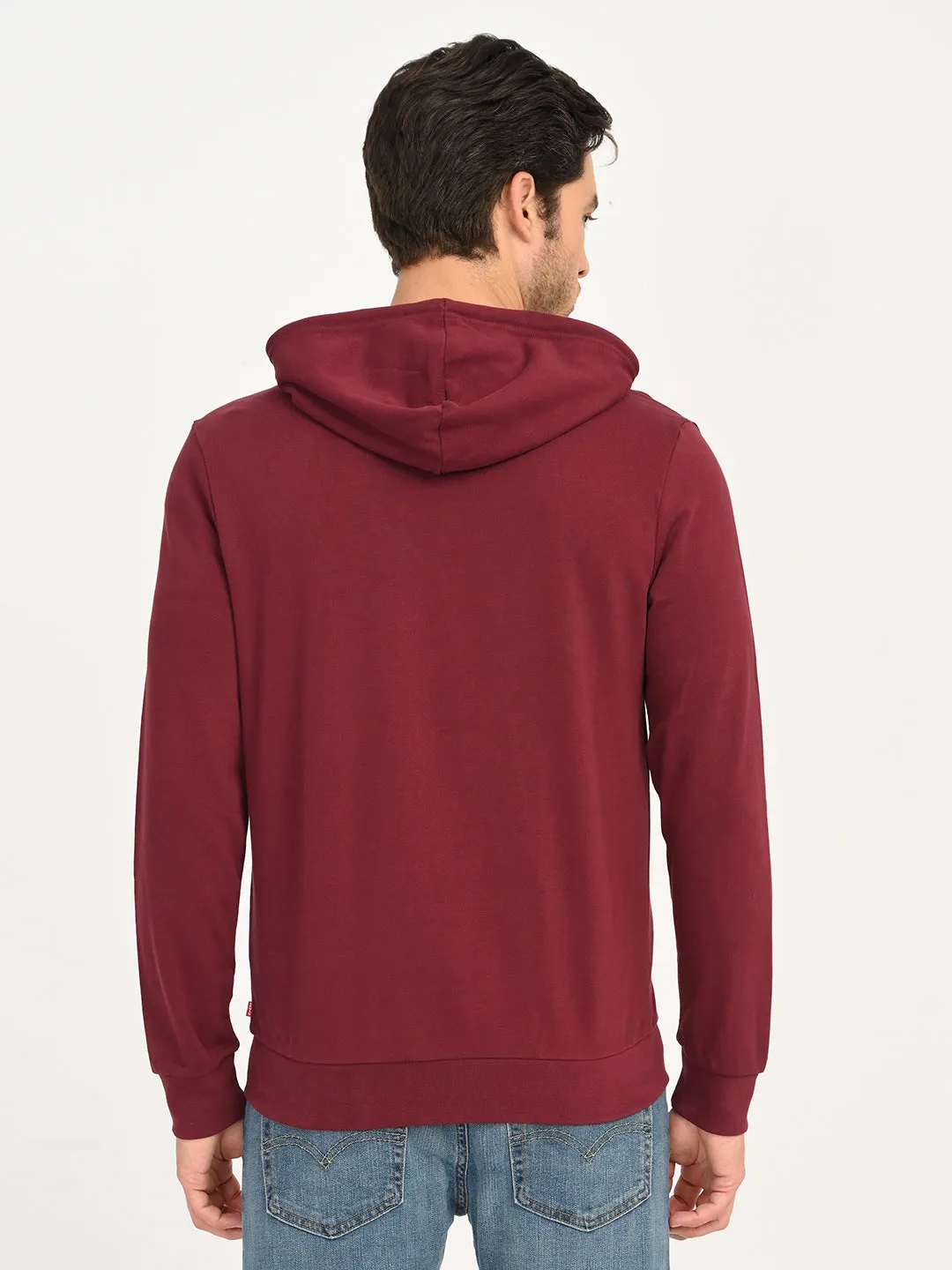 Men's Solid Maroon Hooded Sweatshirt swimming cover-up