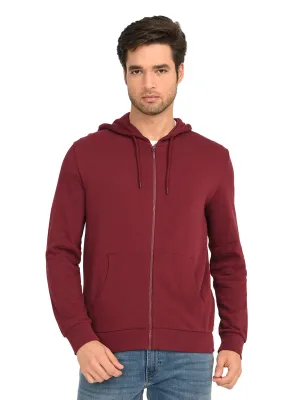 Men's Solid Maroon Hooded Sweatshirt Odor Resistant Technology Quokka like