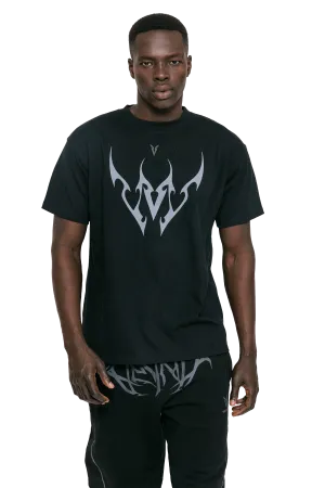 Double Layered Fabric T-SHIRT GRAY VEINS GRAPHIC - Black Playful Vibes