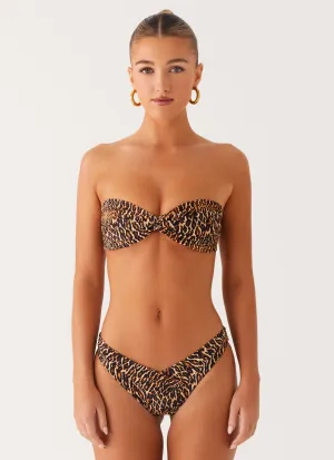 Chafe Free Seams Figure Hugging Delta Bikini Bottoms - Cheetah