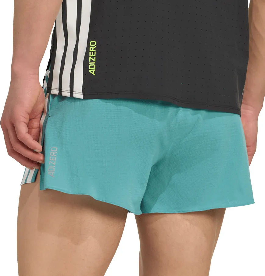 adidas Adizero Gel Pocket 3 Inch Mens Running Shorts - Green Durable Weave Fabric