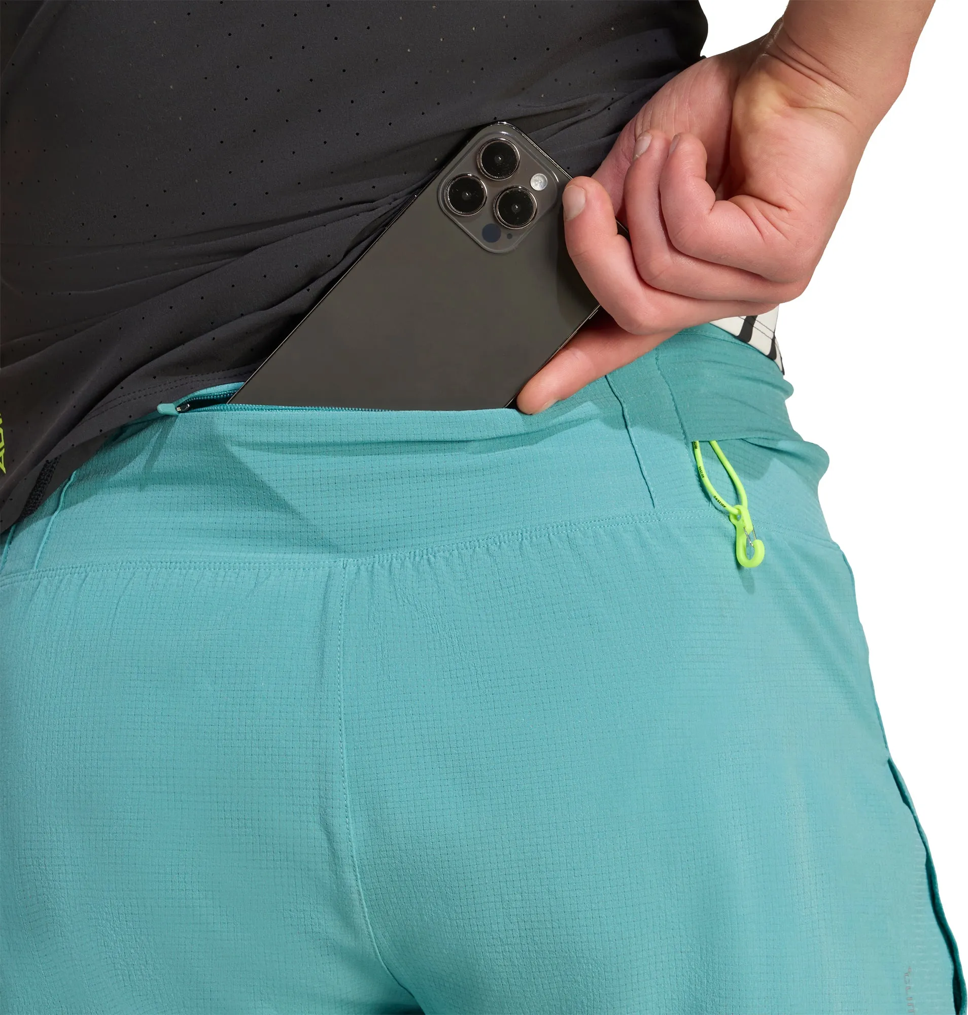 adidas Adizero Gel Pocket 3 Inch Mens Running Shorts - Green Silicone Gripper Strips