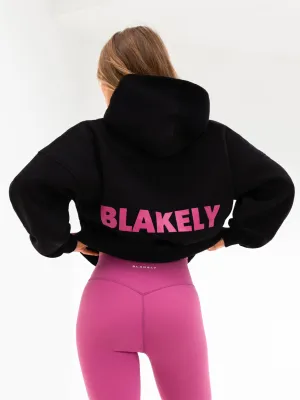 Amelie Oversized Hoodie - Black & Pink Elasticated Waistband Surfing wear