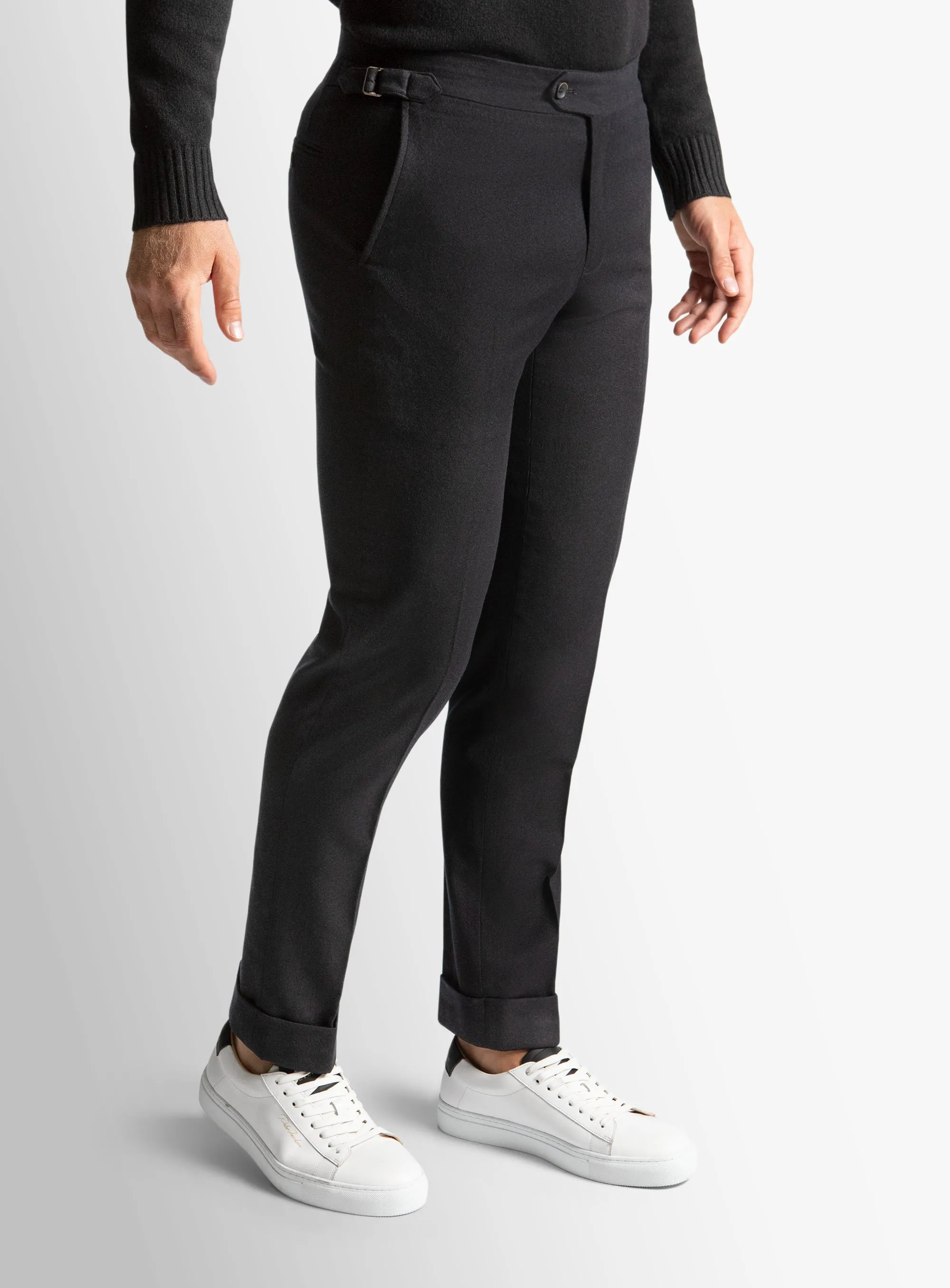 Argenta Flannel Black Trousers Wrinkle Free Fabric