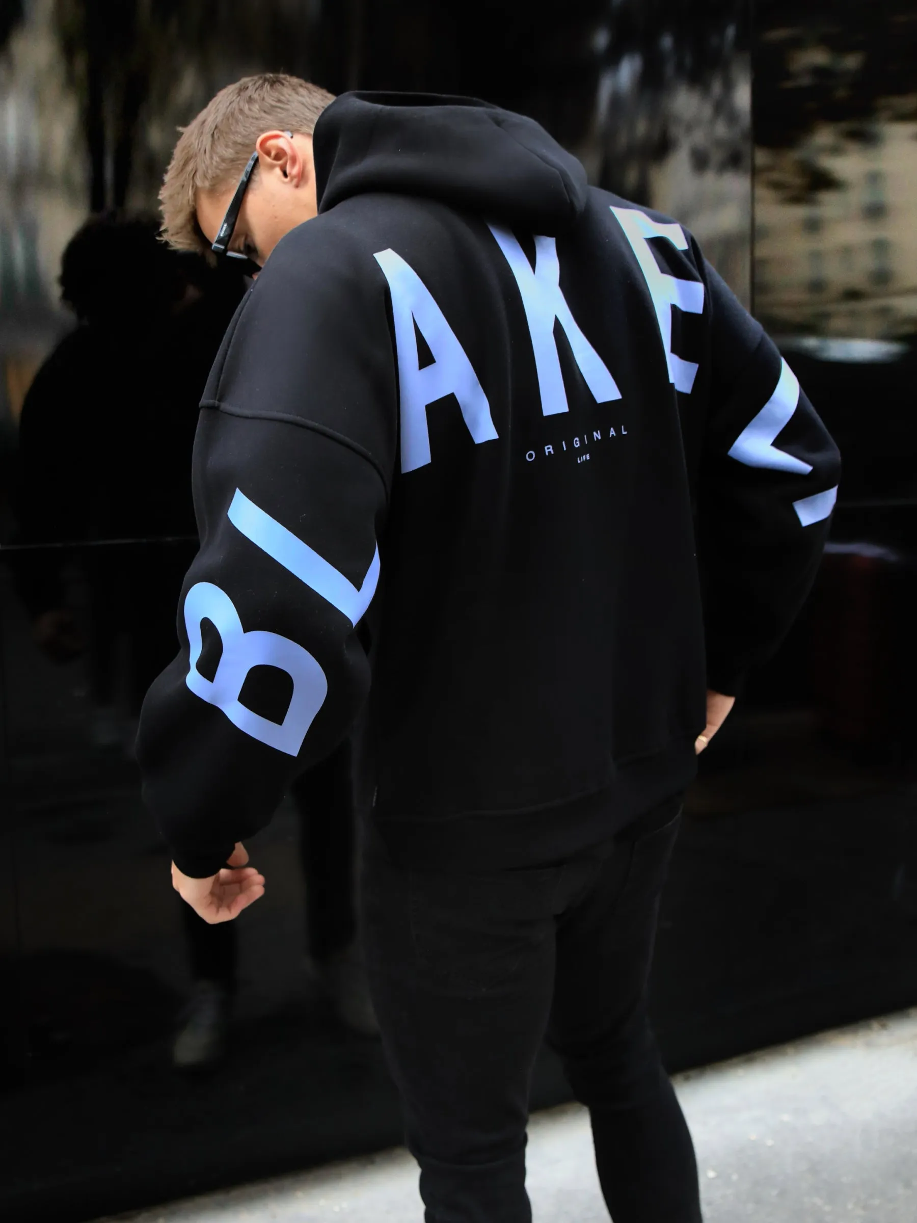 Members Idris Oversized Hoodie - Black & Blue Gift worthy