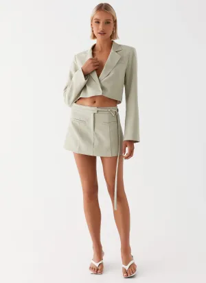 Lightweight-Layer Basic Cool Renyold Mini Skirt - Sage